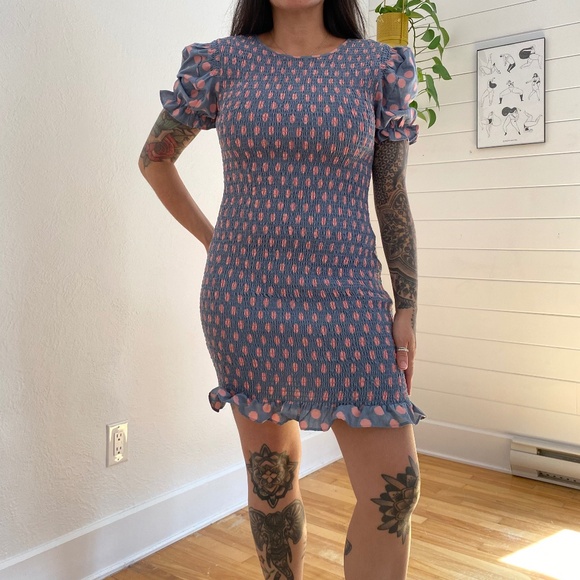 Anthropologie free the roses smocked polka dot dress - Picture 1 of 5